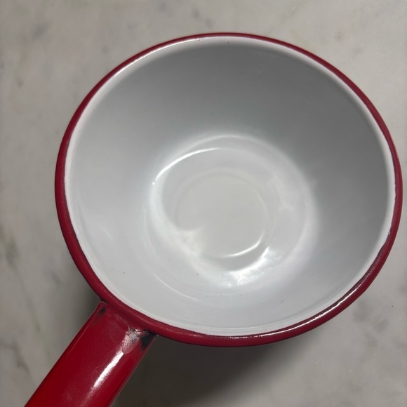 Vintage red and white enamelware pot, excellent condition - Picture 3 of 8